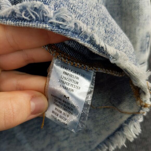 Black Label C'Est Toi Denim Jacket Women's Medium Blue Long Sleeve Frayed Hem - Picture 10 of 13